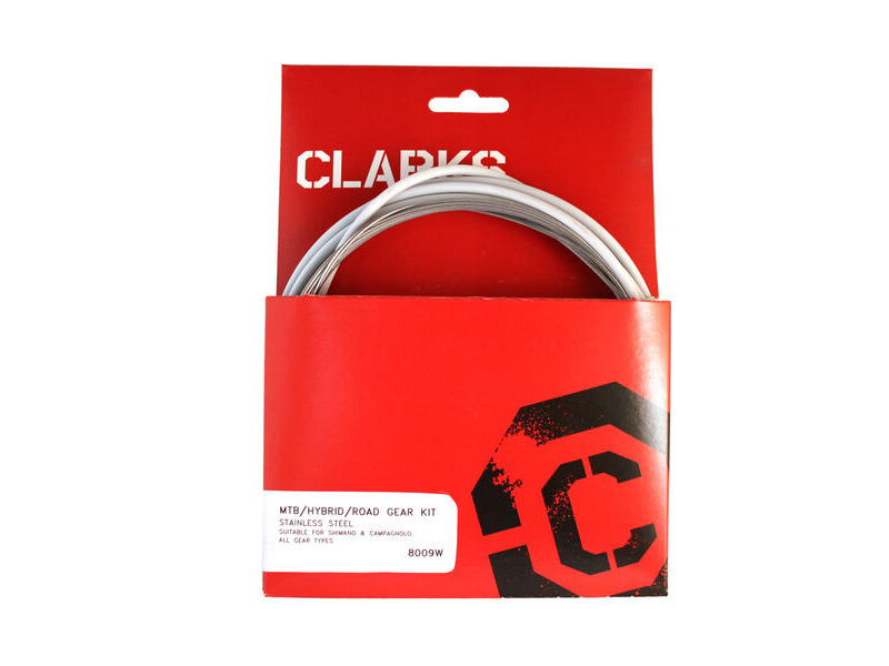 Clarks Universal S/S Front & Rear Gear Cable Kit W/SP4 White Outer Casing click to zoom image