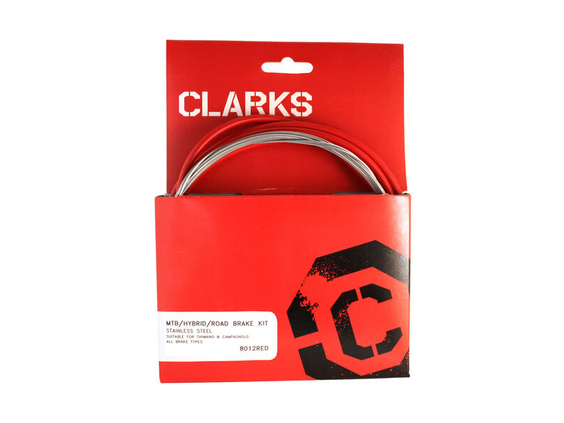Clarks Universal S/S Front & Rear Brake Cable Kit W/P2 Red Outer Casing click to zoom image