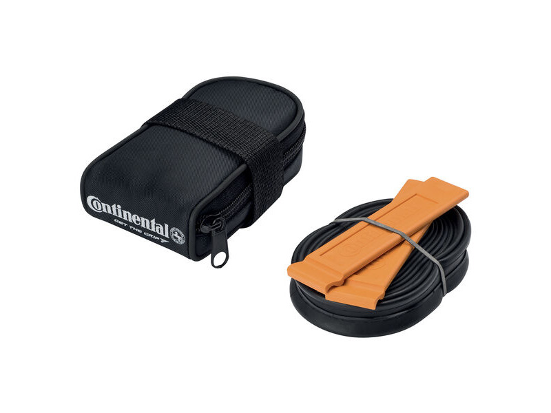 Continental Road Saddle Bag With Race 700 X 20-25 Presta 60mm Valve Tube And 2 Tyre Levers: Black click to zoom image