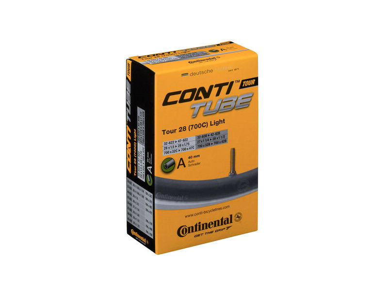 Continental Tour Tube Light - Schrader 40mm Valve: Black 700x32-47c click to zoom image