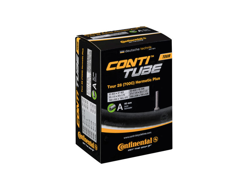 Continental Tour Tube Hermetic Plus - Schrader 40mm Valve: Black 700x32-47c click to zoom image